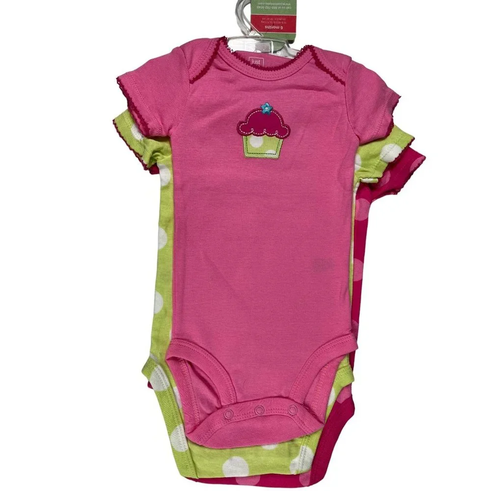 Carters Baby Girl 3-Pack Bodysuit 6-Month Short Sleeve Snap Close NWT